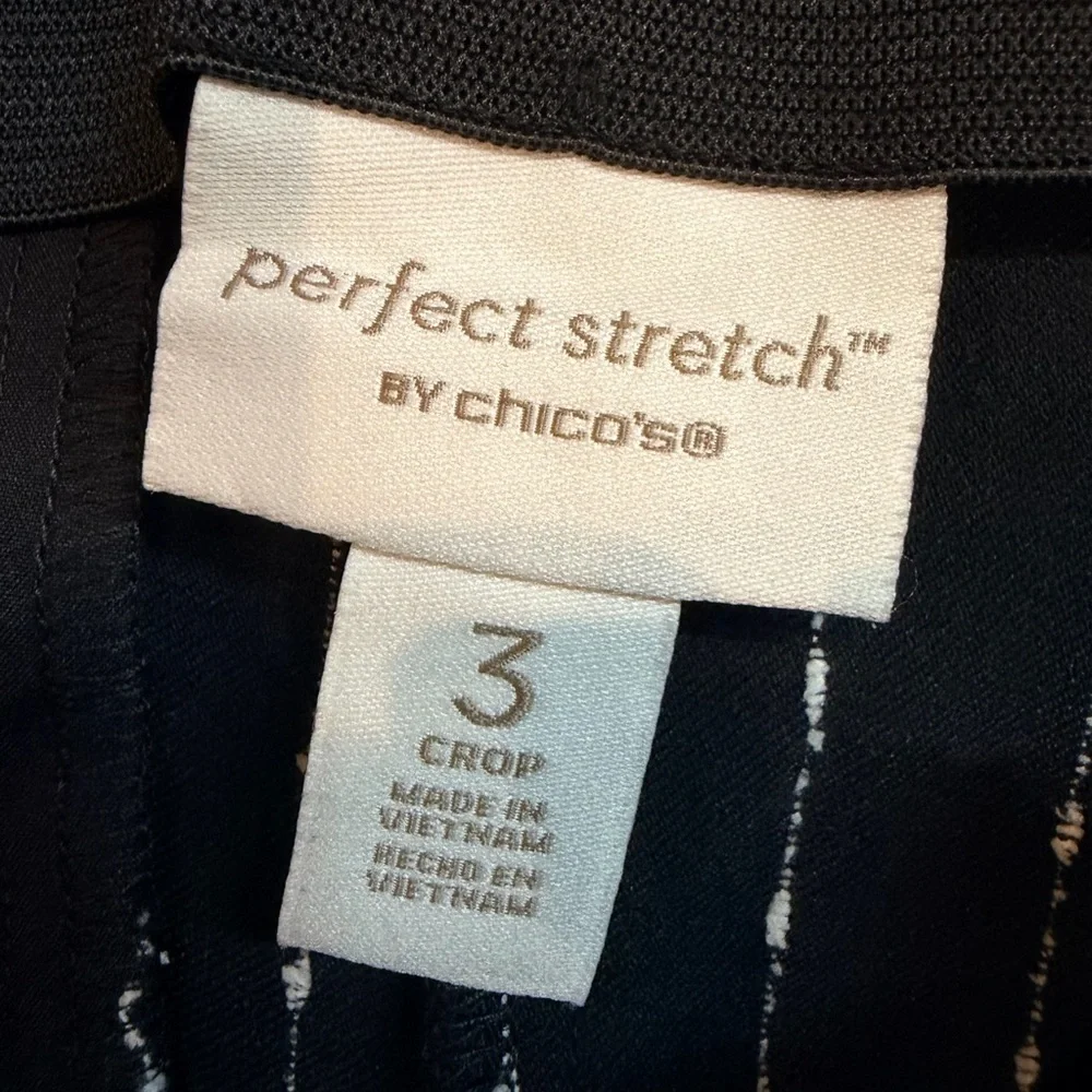 Chico’s Perfect Stretch Crop Pants Black White Stripe Size 3 Pull On 16 - Picture 3 of 10